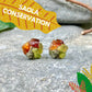 Saola Animal Conservation Gemstone Cluster Studs / Mixed Gemstones / Raw Crystal Studs / Garnet Peridot Pyrite Carnelian